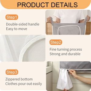 Cesto de Ropa Sucia Colgante para Baño, Bolsa de Lavandería para Colgar Detrás de la Puerta con 2 Ganchos - Product Image 5