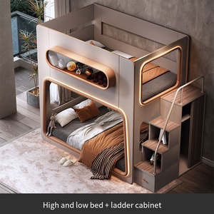 Barandilla alta, cápsula espacial, cama para niños, literas pequeñas, camas individuales, no se molestan entre sí - Product Image 5