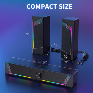 Haut-parleurs d'ordinateur, barre de son PC, haut-parleurs de jeu pour PC, ordinateur portable, ordinateur de bureau, caisson de basses, haut-parleurs filaires RGB, alimentés par USB, 3,5 mm Aux - Product Image 2