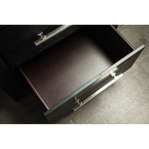 Comodino Contemporaneo con Finitura Nera, Gambe Cromate, Maniglie in Metallo, Cassetti con Chiusura Morbida, Arredamento per Camera da Letto - Product Image 4
