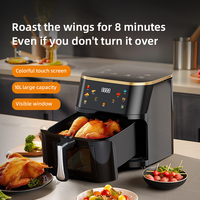 Friteuse à air 8L 10L 12L Grande capacité Airfryers Smart Touch Screen Digital Air Deep Fryer Electric Hot Air Oven