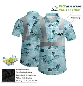 カスタムハワイアン高視認性ワークシャツ反射安全シャツ建設ビーチシャツ半袖<span class=keywords><strong>Hi</strong></span> <span class=keywords><strong>Vis</strong></span>ワークウェア - Product Image 3