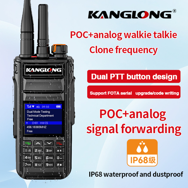 Kanglong PG-66 Dual Mode Walkie Talkie 4G LTE PoC & 5W UHF Two Way Radio IPX8 Waterproof Marine Car GPS Intercom with SIM Card
