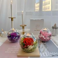 Lovebay Valentinstag Muttertag Geschenk Großhandel Konservierte Rosen in Glaskuppel Mit Duftkerze Langlebige Ewige Rosen im Glas