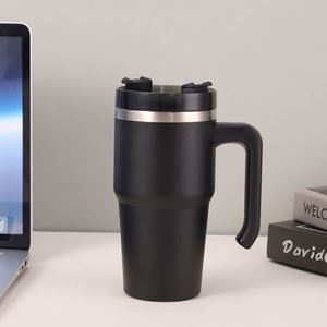 Gobelet de voyage isotherme en acier inoxydable de 20 oz, à double paroi sous vide, avec poignée et paille pour boissons - Product Image 2