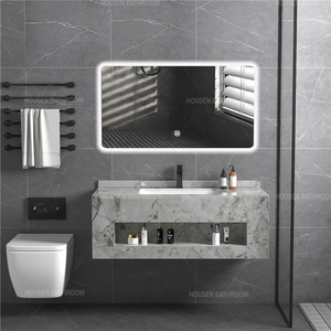 Boîte d'ouverture Top flottant marbre lavabo miroir roche dalle armoires élégant salle de bain vanités - Product Image 3