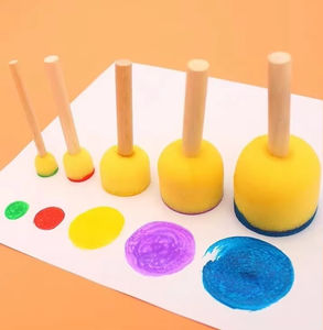 Modèle d'artisanat <span class=keywords><strong>pour</strong></span> enfants outil de <span class=keywords><strong>dessin</strong></span> bricolage peinture Graffiti mousse éponge brosse Puzzle jouet - Product Image 2