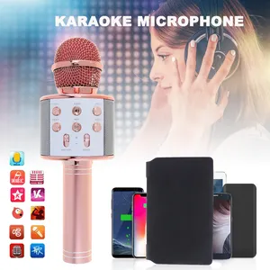 WS858 Microphone professionnel sans fil, haut-parleur, Microphone portable, karaoké, lecteur de musique, enregistreur de chant, Microphone KTV