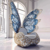 Sculpture d'art haut de gamme en forme de papillon en acier inoxydable électroplaqué, miroir métallique, pour hôtel, villa, chambre, canapé