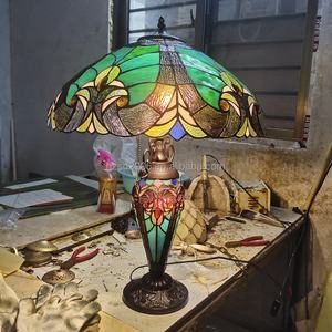 Lámpara de Mesa de Vidrio Artístico Tiffany Estilo Europeo Antiguo para Dormitorio, Comedor, Decoración del Hogar, 100V-240V, Garantía de 2 Años - Product Image 4