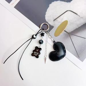Hot Sale Leather <b>Keyring</b> Tiny Bear <b>Charm</b> Car Key Chain Lovely Handbag Decoration Cute PU Heart Pendant Keychain for Girls Bags - Product Image 2