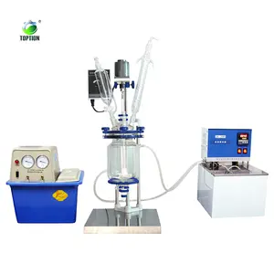 1-10 liter jacket double layer glass reactor glass reaction machine with high quality jacketed glass lined reactor