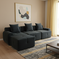 Canapé modulaire sectionnel moderne en tissu velours côtelé, grand canapé de salon avec mousse à mémoire de forme, design compressé, adapté aux animaux domestiques