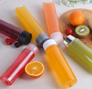 Bouteilles cylindriques vides en plastique personnalisables de 12oz 16oz pour jus lotion shampooing thé oeuf crème pour les yeux emballage impression de logo - Product Image 2