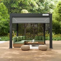 Pergola bioclimatique en aluminium écologique avec revêtement en poudre, pour extérieur, imperméable, toit à lamelles réglables, résistant aux intempéries, pavillon résistant aux intempéries