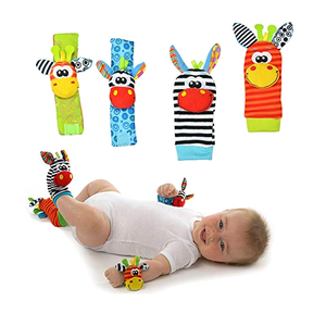 Adecuado para 0-6, 6-12 meses Regalos de Navidad para recién nacidos Animales Muñecas infantiles Sonajero y calcetines Buscadores de pies juguetes de sonajero para bebés - Product Image 2