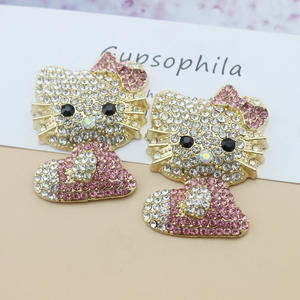 Achetez des accessoires de décoration pour coques de téléphone, breloques pour chaussures, en alliage, strass, style dessin animé, DIY, avec motifs nœud papillon, chat, chaton, plaqué, effet bling - Product Image 3