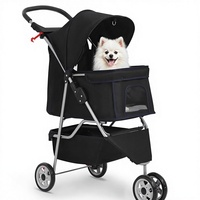 Poussette pour animaux de compagnie BestPet à 3 roues en acier allié pour chiens et chats |   Maille respirante |   Porte-bébé de voyage léger |   Conception pliable et imperméable |