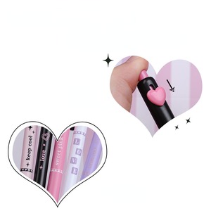 Stylo gel en forme de cœur de dessin animé coréen, papeterie kawaii, stylos gel 0,5 mm, ensemble de stylos gel noirs - Product Image 2