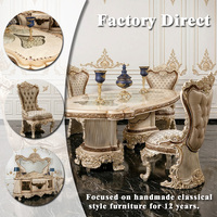 Ensemble de salle à manger de luxe de style turc en bois massif, table et chaises cannelées dorées champagne pour la maison, l'hôtel, la villa royale, l'intérieur du palais