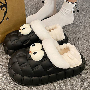 Accueil Hiver Chaud Furry Slides Femmes Coussin Amovible Imperméable Big Eye Chaussons d'Hiver - Product Image 4