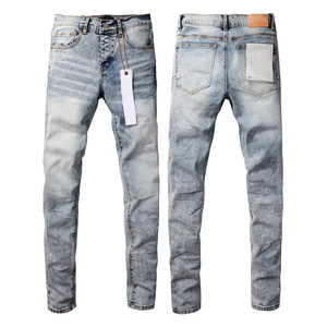 <span class=keywords><strong>Jeans</strong></span> Viola da <span class=keywords><strong>Uomo</strong></span> di Marca, Nuovo Design Pesante, Stile Retrò <span class=keywords><strong>con</strong></span> Strappi, Elasticizzati e alla Moda - Product Image 6