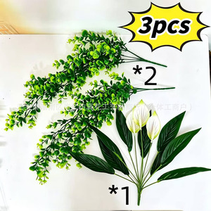 Shangyi Artificial Peace Lily <b>Eucalyptus</b> Vine Green Plant Bouquet 30cm-190cm Plastic Natural Style Decoration - Product Image 1