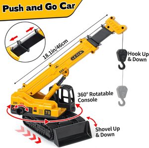 Jouets de construction Dwi Dowellin pour garçons - 3 en 1 : excavatrice, <span class=keywords><strong>grue</strong></span> et camions à <span class=keywords><strong>benne</strong></span> basculante, véhicules de construction à friction - Product Image 5