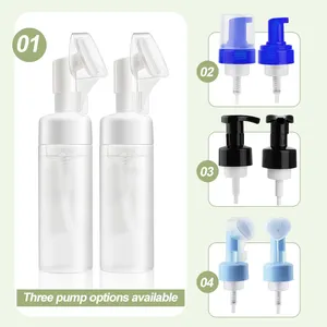 Custom Transparent Plastic Foam Pump Bottle With Brush Facial Foam Cleanser Bottle 80ml 100ml 120ml 150ml