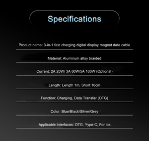 Multifuncional 5A Carga rápida 100W PD20W <span class=keywords><strong>Cable</strong></span> USB <span class=keywords><strong>OTG</strong></span> 3 1 Llavero magnético para iPhone Tabletas Teléfono Auriculares Impresoras - Product Image 6