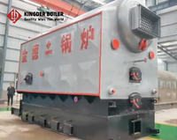 Boiler Uap Grate Reciprocating Biomassa DZW 4Ton/jam Pabrik Asli, Boiler Berbahan Bakar Serpihan Kayu dan Kulit Kelapa untuk Industri Makanan dan Tekstil