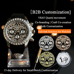 تخصيص VK63 كوارتز حركة كرونوغراف ساعات Mod حزام سيليكون الفولاذ المقاوم للصدأ دائرة الماس الجليدي للرجال - Product Image 1
