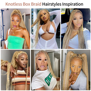 Braidwigqueen 36 "lớn knotless bện tóc giả cho phụ nữ 360 đầy đủ ren tóc giả với bé tóc thời trang màu #27/613 - Product Image 6