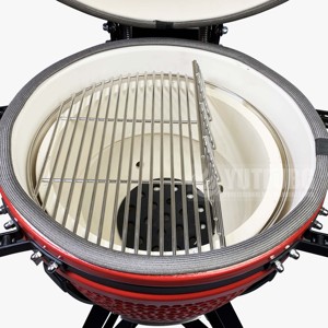 Parrilla de Carbón Cerámica Kamado de 22 Pulgadas, <span class=keywords><strong>Ahumador</strong></span> para Barbacoa con Estantes de Bambú, Compatible con Horno para Pizza - Product Image 2