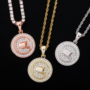 18k Gold Plated Hip Hop Jewelry Women Men Iced Out <strong>Coin</strong> Shape 12 Horoscope Constellations Pendant <strong>Necklace</strong> Zodiac Sign <strong>Necklace</strong> - Product Image 4