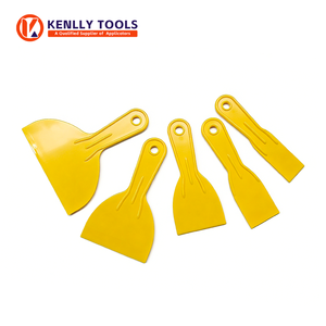 Lot <span class=keywords><strong>de</strong></span> 4 spatules jaunes en plastique flexible <span class=keywords><strong>de</strong></span> 2 à 6 pouces, outils <span class=keywords><strong>de</strong></span> raclage pour papier peint et plâtrage <span class=keywords><strong>de</strong></span> cloisons sèches pour la construction - Product Image 1