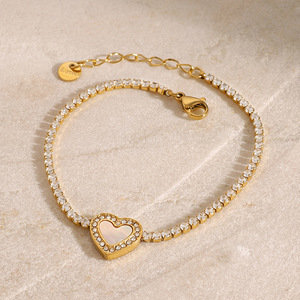 Pulsera de Diamantes en Forma de Corazón Yueli, Joyería de Oro para Uso Diario de Mujer - Product Image 3