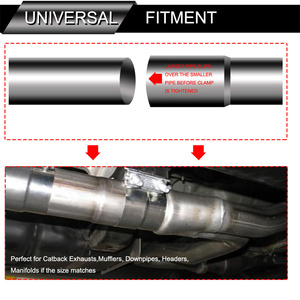 แคลมป์ยึดท่อไอเสียแบบ Lap Joint SS304 ขนาด 2 นิ้ว/2.5 นิ้ว/3 นิ้ว - ใช้ได้กับท่อเก็บเสียง, ท่อดาวน์ไปป์ และระบบเทอร์โบ, พร้อมน็อตแรงบิดสูงป้องกันการหลวม - Product Image 6