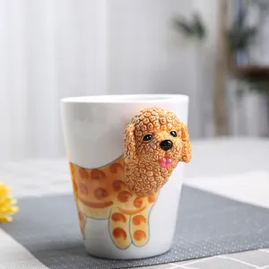 UCHOME ออกแบบสร้างสรรค์การ์ตูนมือวาด3D สัตว์ถ้วยกาแฟเซรามิคแก้ว