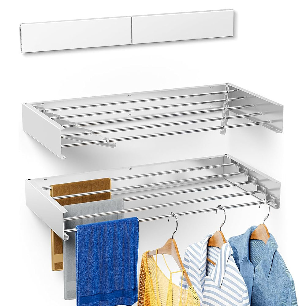 Wandgemonteerde Opvouwbare Ijzeren Droogrek Opvouwbare Kleding Airer Kapstok Ruimtebesparend Droogrek