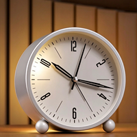 Jam Meja Digital Quartz Minimalis Logam Tanpa Suara Tik-tok, Jam Pelajar dengan Lampu Malam dan Timer