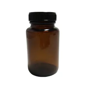 100cc capsule brown pill medicine glass bottle with black plastic cap for nutritional supplement