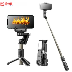 Yeni açık Mini dolgu ışığı uzaktan çekim dönen Tripod standı kablosuz canlı ekipman Q18 Selfie sopa Gimbal sabitleyici