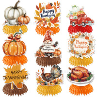 Ensemble d'accessoires de Thanksgiving Lin Xu Modèle A1399 – Étiquettes décoratives suspendues imprimées en forme de citrouille, feuille d'érable et dinde pour Thanksgiving