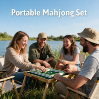 Nouveau jeu de Mahjong portable pliable pour l'extérieur, style panneau, idéal pour dortoir et terrain herbeux, avec tuiles de style petit moineau