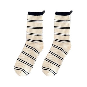 Women's Cotton Seamless Mid Calf Socks Striped Breathable Casual Socks For Spring Autumn - Product Image 5