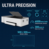 Cortadora y Grabadora Láser CO2 VMYTH Genesis-C 60W 500x300mm con Enfoque Automático para Taller y Pequeñas Empresas