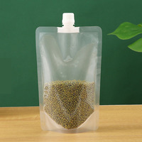 Pochette souple personnalisée avec bec verseur, en plastique alimentaire, à fond plat, pour sauces et autres boissons