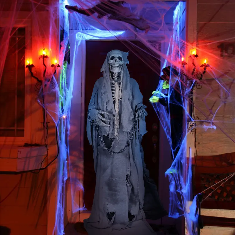 2024 Halloween Decorations Wholesale Factory Price Animatronics Accessories Hanging Ghost Party Skeleton With Glowing Eyes