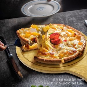 Bamboo Pizza <b>Tray</b> With Handle Set For Baking Bread Steak Serving Multi Purpose Kitchen Use - Product Image 3